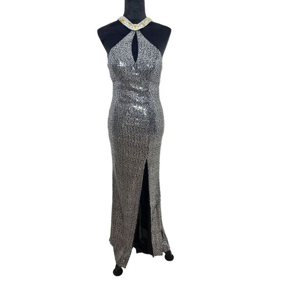 Vintage 90s sequin open back gown sz 4 - Picture 1 of 6
